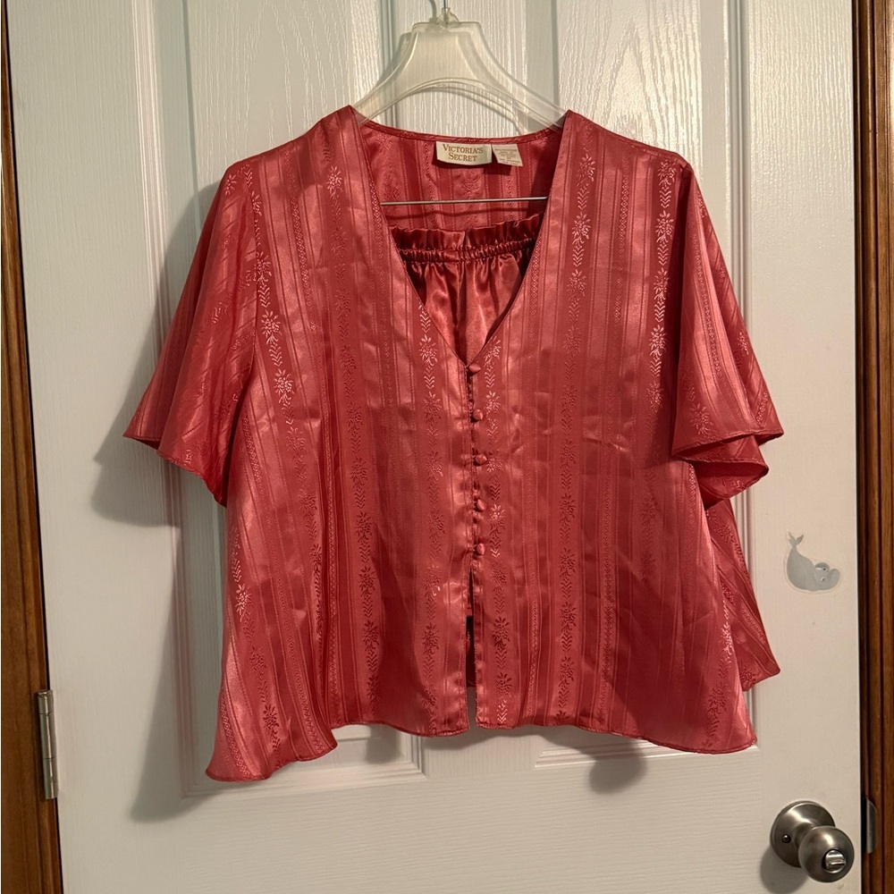 Vintage Victorias Secret Gold Label Mauve Pink Satin Shorty Pajamas Medium